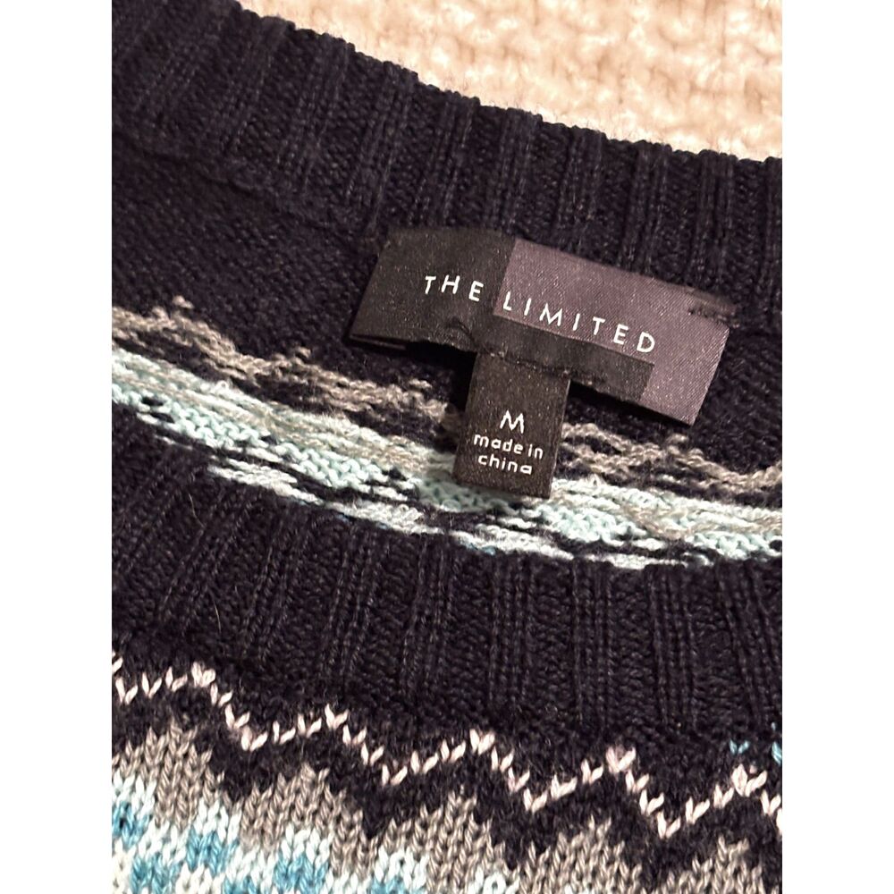 The Limited Wool Fair Isle‎ Jeweled Sweater Crewneck Cozy Winter Size M - Picture 2 of 7